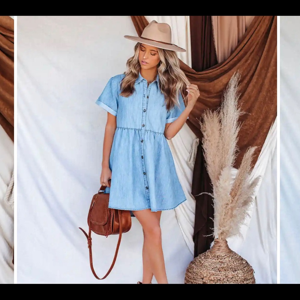NWT pocketed button down denim dress